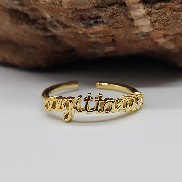 14K Gold Plated Jewelry SAGITTARIUS Ring ONE SIZE Adjustable Horoscope Zodiac - Picture 1 of 12